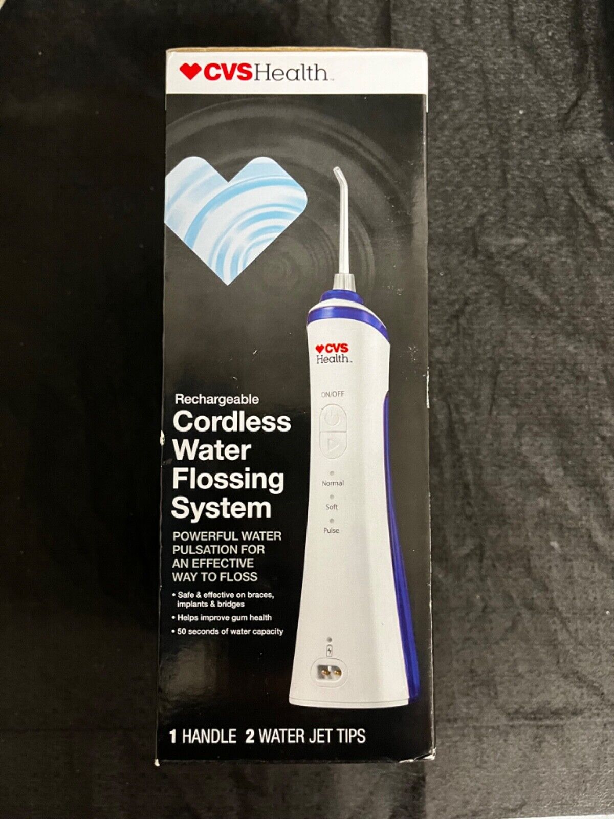 CVS Health Cordless Water Flossing System, 1 Handle, 2 Water Jet Tips - NIB NEW