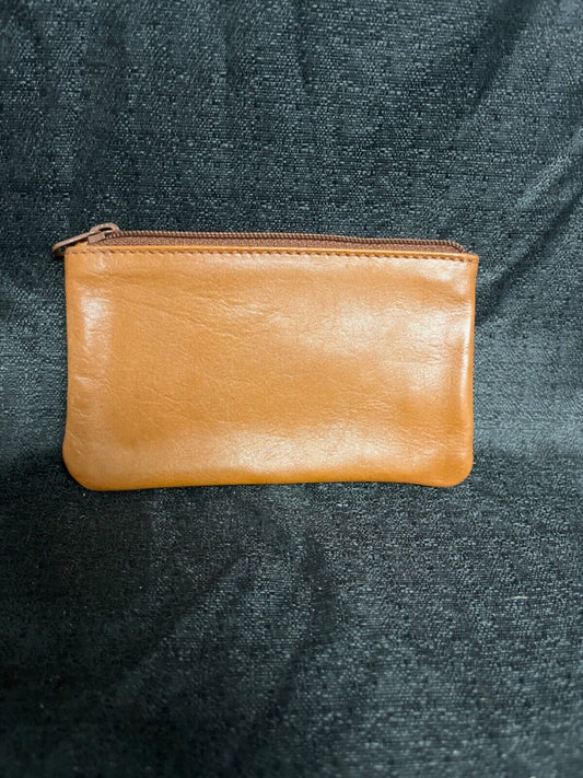 Paris Genuine leather small coin pouch Camel/Brown color