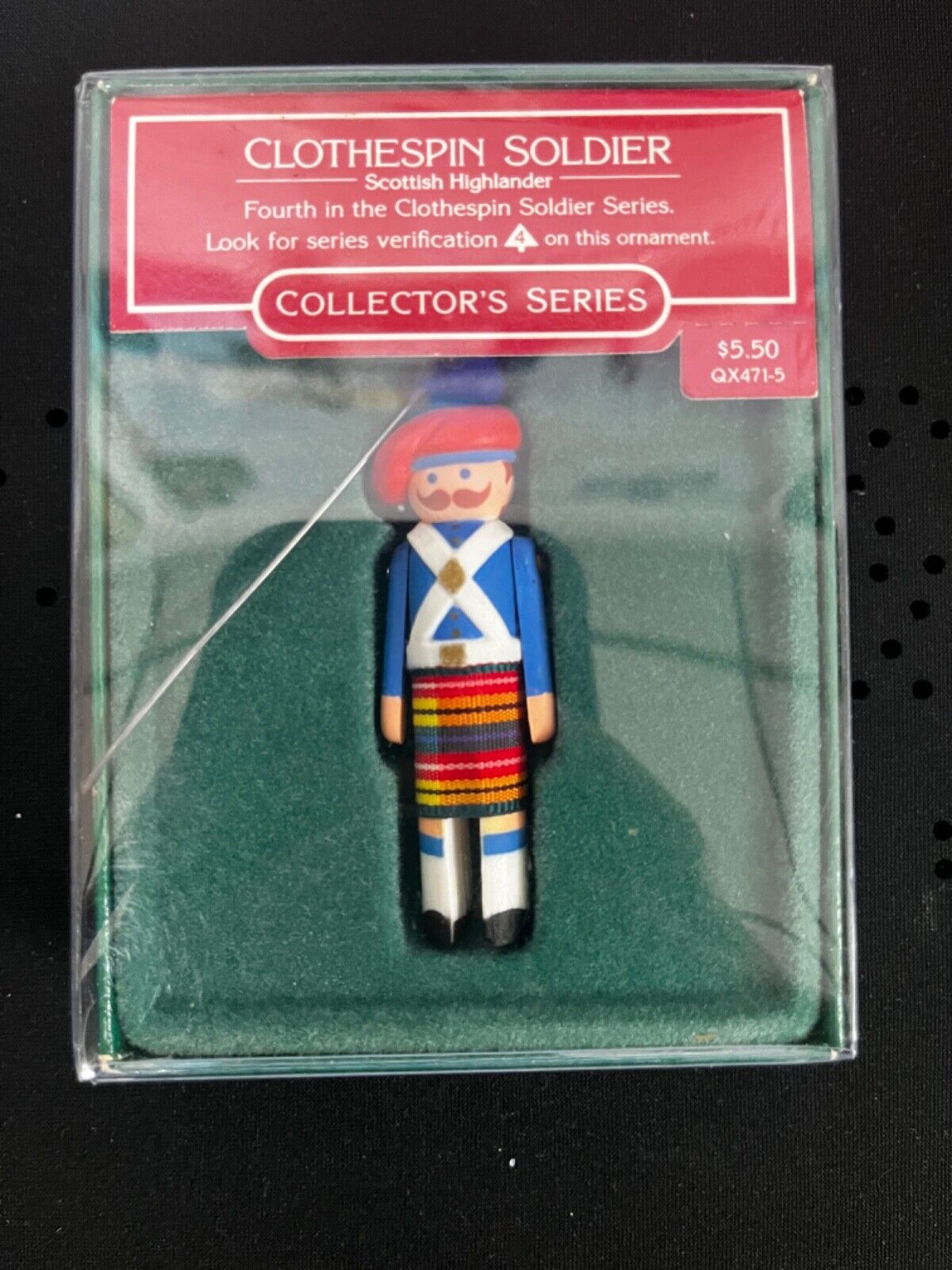 1985 Hallmark Clothespin Soldier Ornament 4th in Series Scottish Highlander