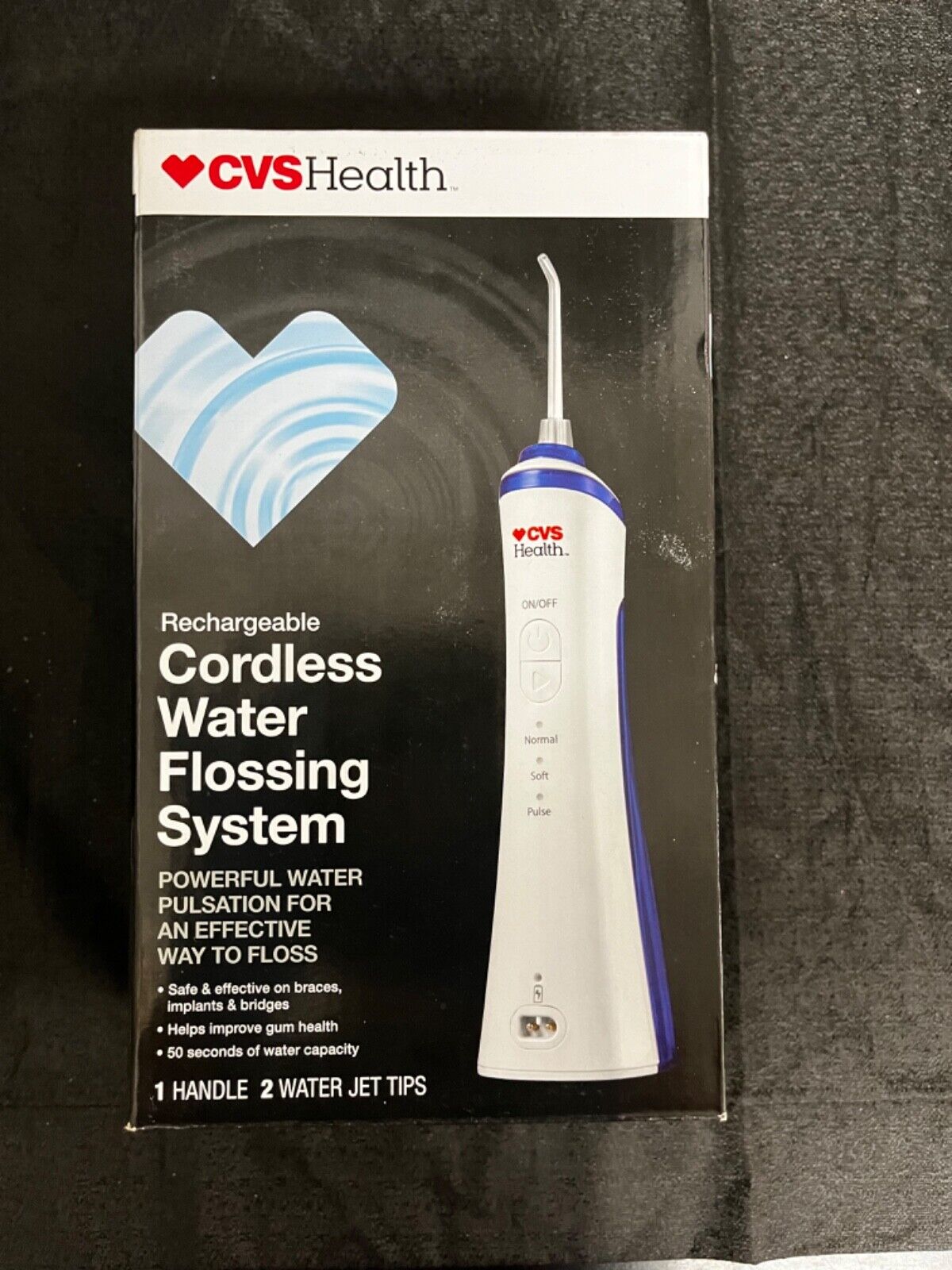 CVS Health Cordless Water Flossing System, 1 Handle, 2 Water Jet Tips - NIB NEW