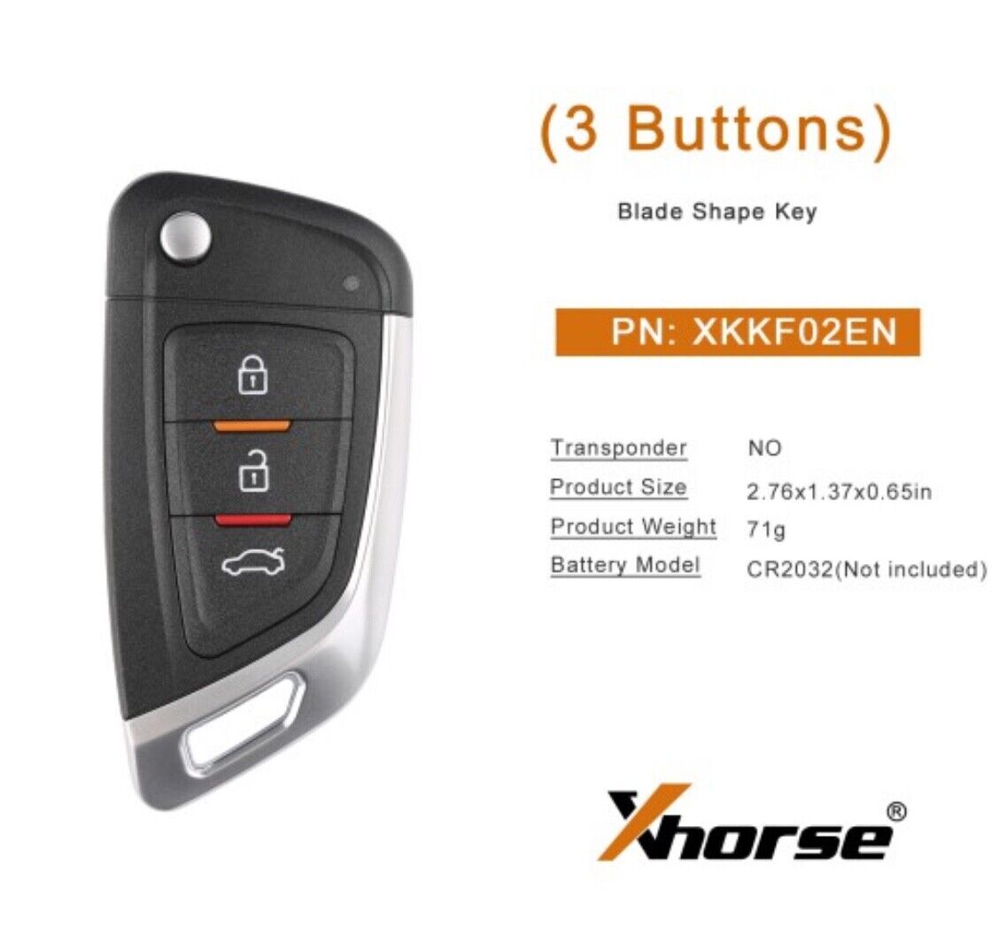 1X Xhorse XKKF02EN Universal Smart Remote Key FOB, Knife Style, 3 button