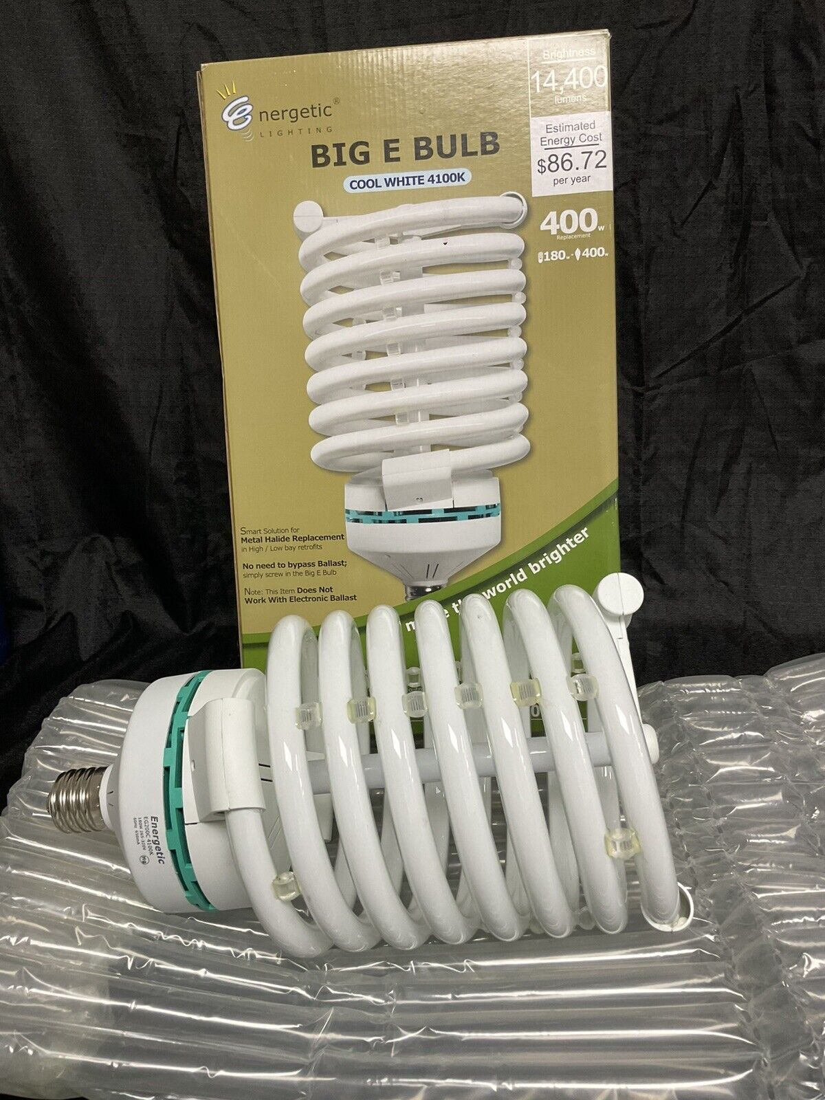 ENERGETIC BIG E BULB CFL EG-200 400W MH REPLACEMENT E-39 MOGUL BASE 265-320V US.