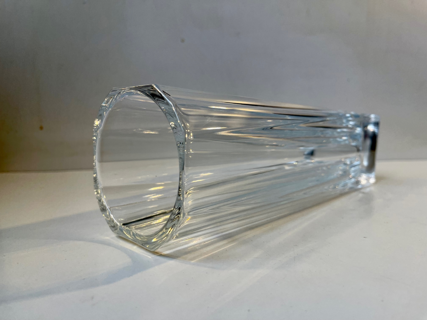 French Art Deco Cut Crystal Vase in the style of Daum, 1930s