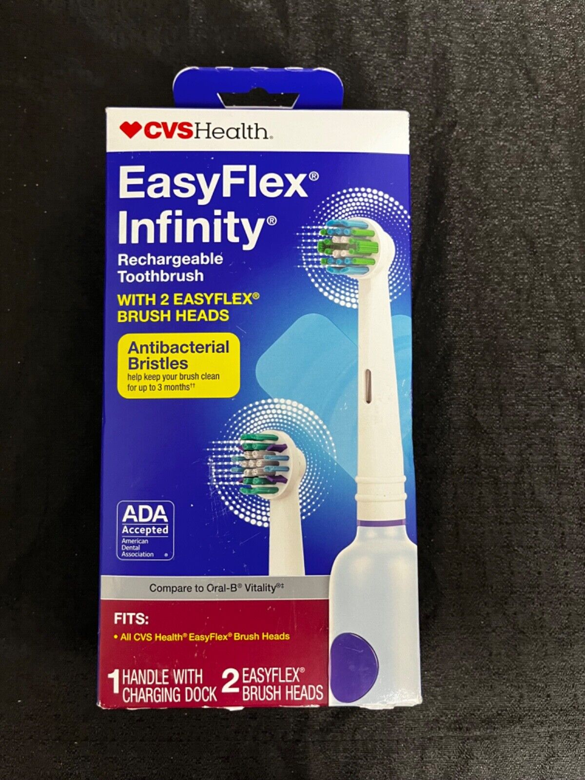 CVS HEALTH EASY FLEX PRO PREMIUM TOOTHBRUSH  & 8 REPLACEMENT BRUSH  HEADS