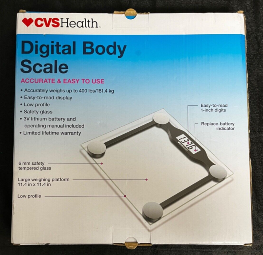 CVS Health Digital Body Scale Digital Display Safety Glass Up To 400 lbs